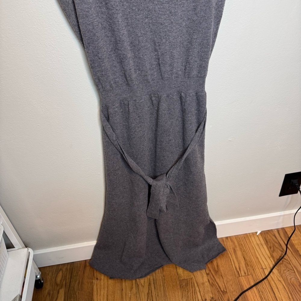 Anthropologie Matinee Midi Wool Belted Sweater Dress Gray - Picture 16 of 16